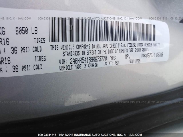 2A8HR54189R673770 - 2009 CHRYSLER TOWN & COUNTRY TOURING SILVER photo 9