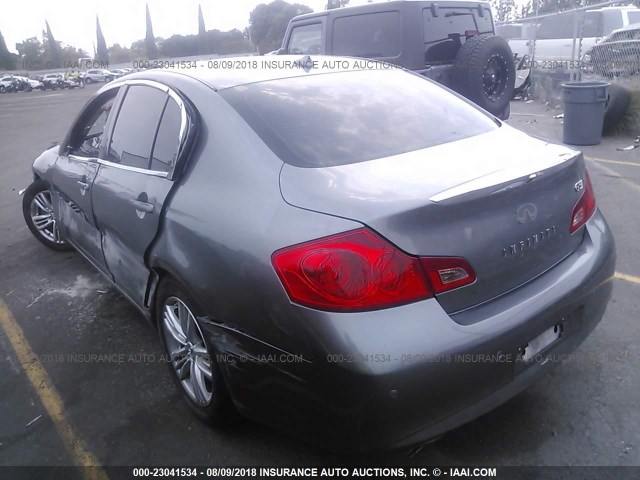 JN1CV6AP8BM505943 - 2011 INFINITI G37 SPORT GRAY photo 3