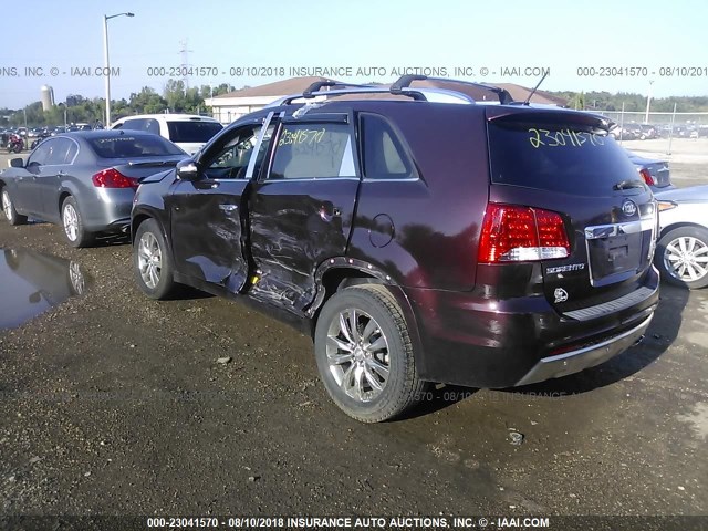 5XYKW4A21BG172839 - 2011 KIA SORENTO SX MAROON photo 3