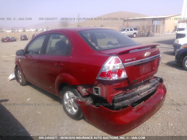 KL1TD56697B112005 - 2007 CHEVROLET AVEO LS RED photo 3