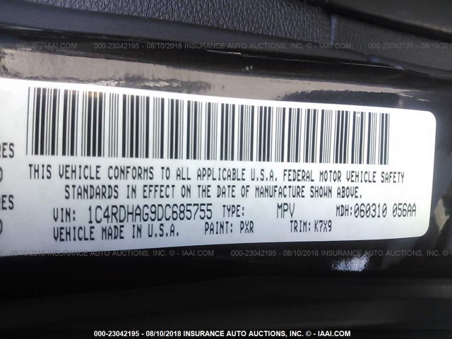 1C4RDHAG9DC685755 - 2013 DODGE DURANGO SXT BLACK photo 9