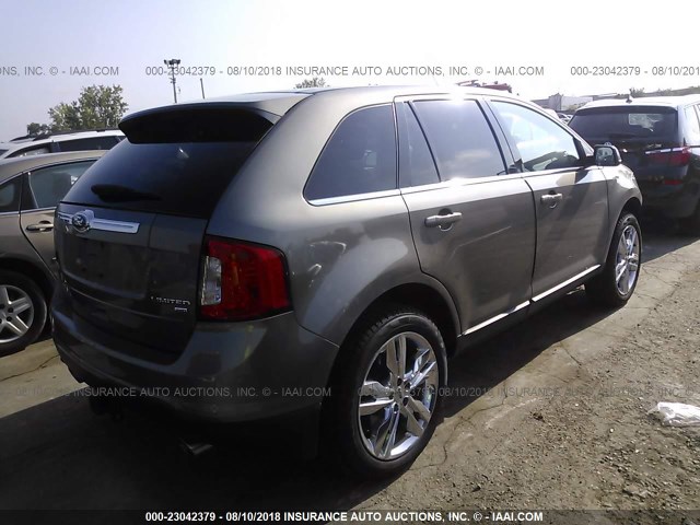 2FMDK4KC9EBA61682 - 2014 FORD EDGE LIMITED GRAY photo 4