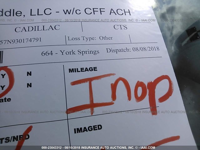 1G6DM57N930174791 - 2003 CADILLAC CTS WHITE photo 7