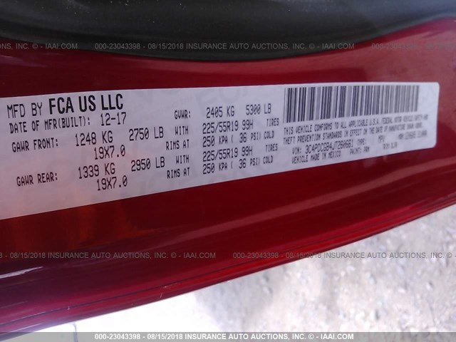 3C4PDCGB4JT260661 - 2018 DODGE JOURNEY CROSSROAD წითელი ფოტო 9