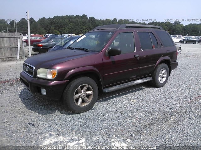 JN8DR09X53W712792 - 2003 NISSAN PATHFINDER LE/SE BURGUNDY photo 2