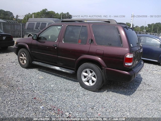 JN8DR09X53W712792 - 2003 NISSAN PATHFINDER LE/SE BURGUNDY photo 3