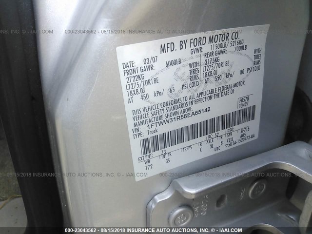 1FTWW31R58EA65142 - 2008 FORD F350 SRW SUPER DUTY Unknown photo 10