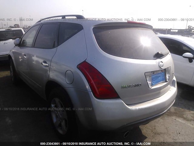 JN8AZ08T24W209210 - 2004 NISSAN MURANO SL/SE SILVER photo 3