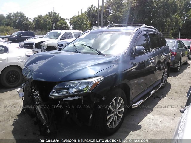 5N1AR2MN3EC709308 - 2014 NISSAN PATHFINDER S/SV/SL/PLATINUM BLUE photo 2