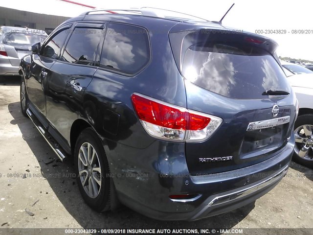 5N1AR2MN3EC709308 - 2014 NISSAN PATHFINDER S/SV/SL/PLATINUM BLUE photo 3