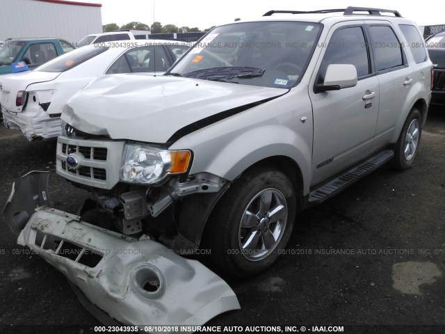 1FMCU04198KB08990 - 2008 FORD ESCAPE LIMITED WHITE photo 2