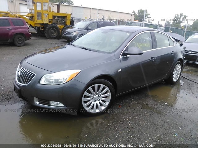 W04GW5EV9B1096328 - 2011 BUICK REGAL CXL GRAY photo 2