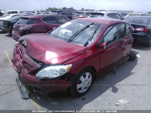 2T1BU4EE1BC544704 - 2011 TOYOTA COROLLA S/LE RED photo 2