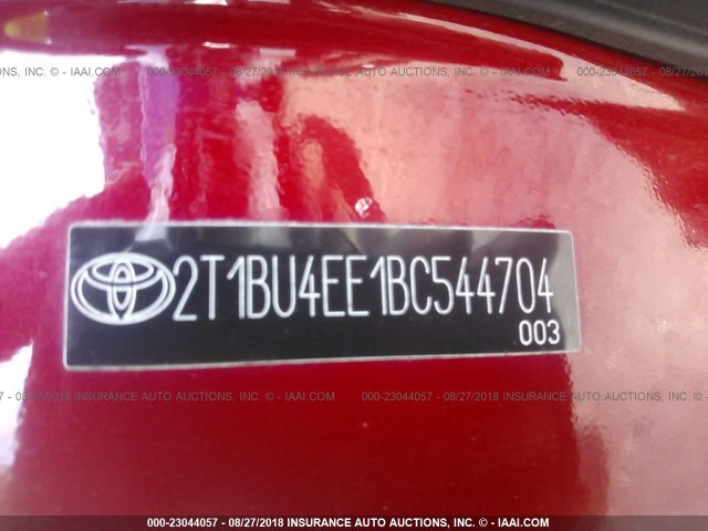 2T1BU4EE1BC544704 - 2011 TOYOTA COROLLA S/LE RED photo 9