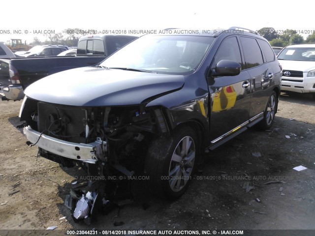 5N1AR2MN6EC650822 - 2014 NISSAN PATHFINDER S/SV/SL/PLATINUM GRAY photo 2