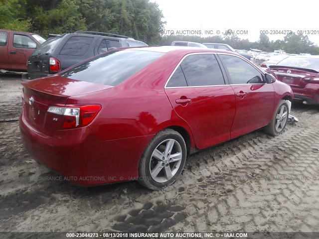 4T1BF1FK5EU851888 - 2014 TOYOTA CAMRY L/SE/LE/XLE RED photo 4