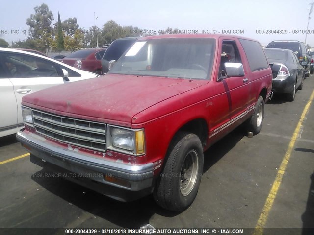 1GNCS18Z5K8134613 - 1989 CHEVROLET BLAZER S10 RED photo 2