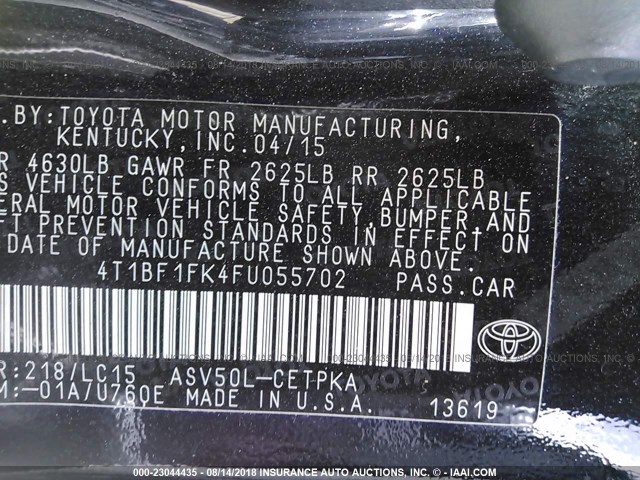 4T1BF1FK4FU055702 - 2015 TOYOTA CAMRY LE/XLE/SE/XSE 黑色 照片 9