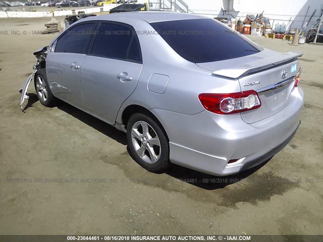 2T1BU4EE2BC567506 - 2011 TOYOTA COROLLA S/LE SILVER photo 3