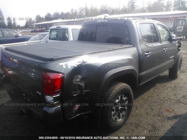 3TMCZ5AN6HM100879 - 2017 TOYOTA TACOMA DBL CAB/SR/TRDSPT/OR/PRO GRAY photo 4