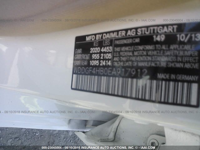 WDDGF4HB0EA917912 - 2014 MERCEDES-BENZ C 250 WHITE photo 9