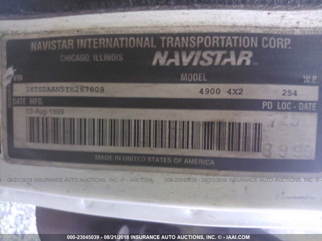 1HTSDAAN5YH267809 - 2000 INTERNATIONAL 4900 4900 WHITE photo 10