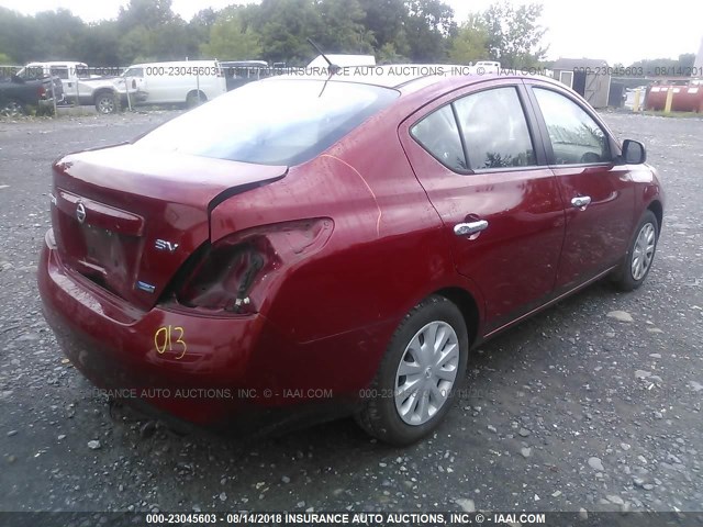 3N1CN7AP6CL853693 - 2012 NISSAN VERSA S/SV/SL RED photo 4