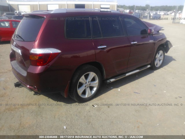 5TDYK3EH5AS001821 - 2010 TOYOTA HIGHLANDER LIMITED RED photo 4