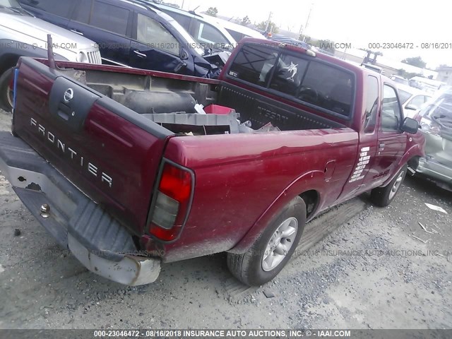 1N6DD26S22C344695 - 2002 NISSAN FRONTIER KING CAB XE MAROON photo 4