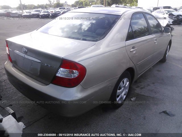 4T1BE32K03U779600 - 2003 TOYOTA CAMRY LE/XLE/SE BEIGE photo 4