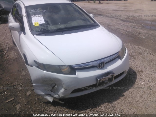 JHMFA36206S010279 - 2006 HONDA CIVIC HYBRID WHITE photo 6