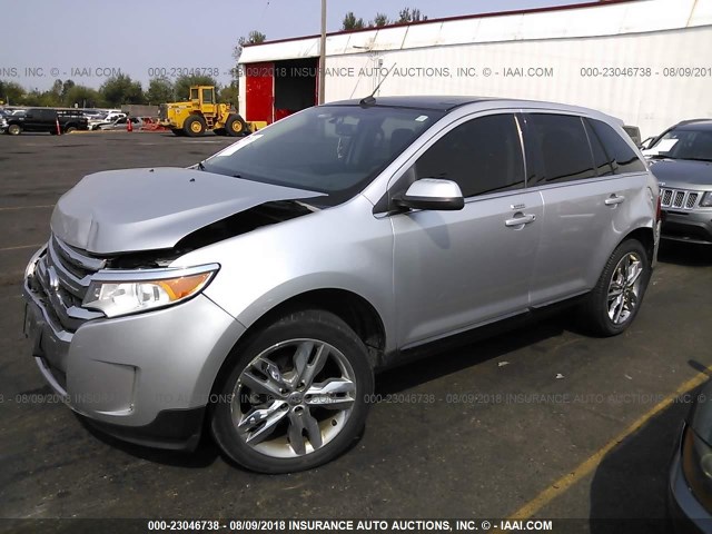 2FMDK4KC4BBA92673 - 2011 FORD EDGE LIMITED SILVER photo 2