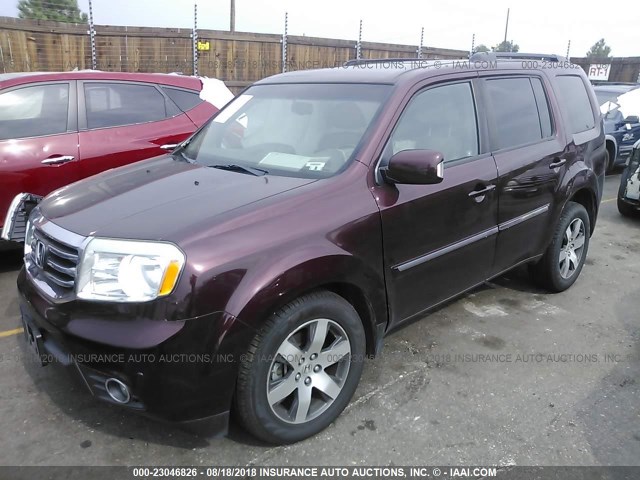 5FNYF4H9XCB065536 - 2012 HONDA PILOT TOURING BURGUNDY photo 2