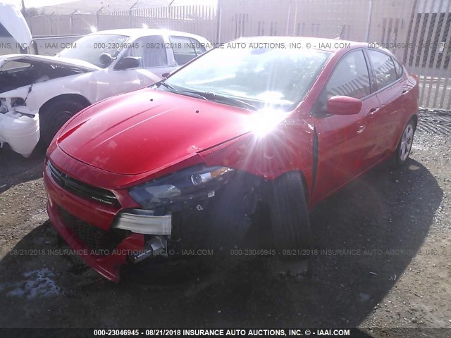 1C3CDFBB3GD717681 - 2016 DODGE DART SXT RED photo 2