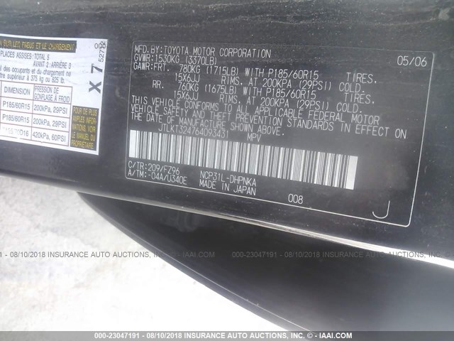 JTLKT324764093431 - 2006 TOYOTA SCION XB 黑色 照片 9