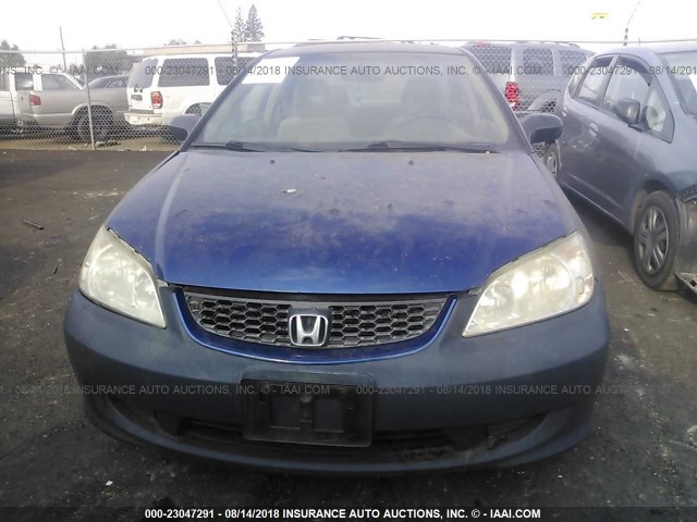 1HGEM221X4L070610 - 2004 HONDA CIVIC DX VP BLUE photo 6