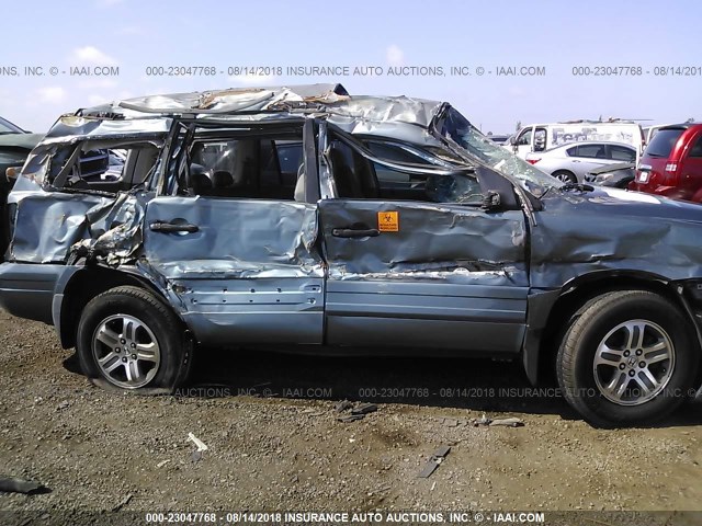 2HKYF18645H500950 - 2005 HONDA PILOT EXL BLUE photo 6