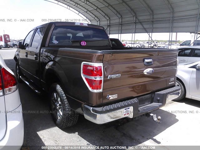 1FTEW1CM4CKD36400 - 2012 FORD F150 SUPERCREW BROWN photo 3