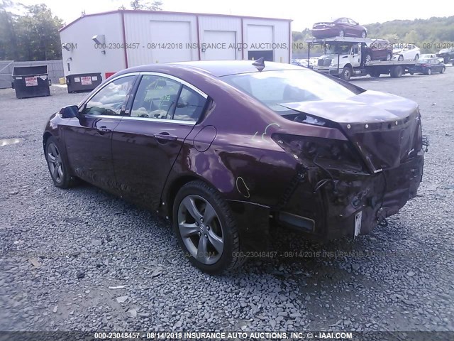 19UUA9F5XDA005262 - 2013 ACURA TL TECH MAROON photo 3