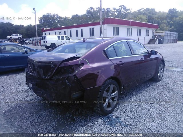 19UUA9F5XDA005262 - 2013 ACURA TL TECH MAROON photo 4