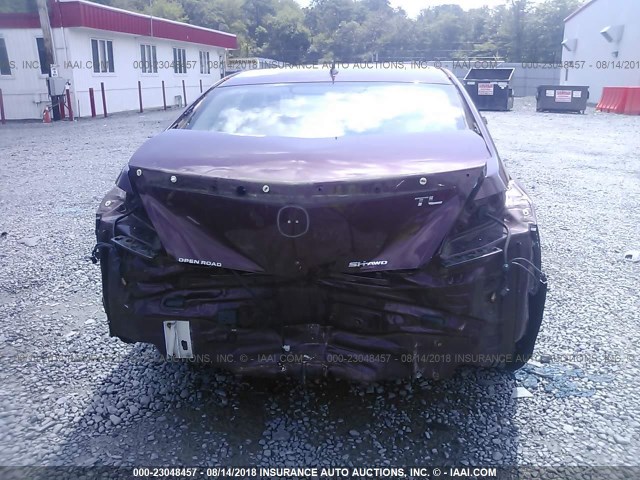 19UUA9F5XDA005262 - 2013 ACURA TL TECH MAROON photo 6