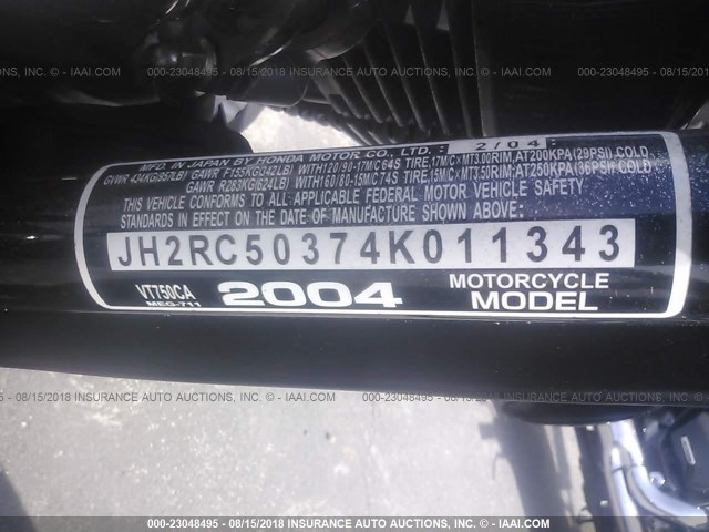 JH2RC50374K011343 - 2004 HONDA VT750 CA BLACK photo 10