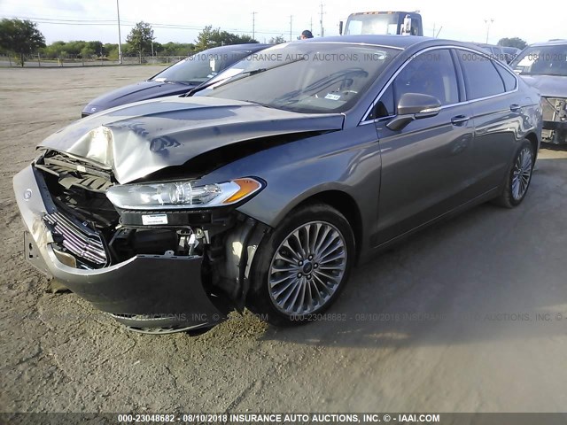 3FA6P0K99ER300022 - 2014 FORD FUSION TITANIUM GRAY photo 2