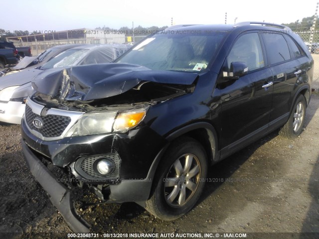 5XYKT3A14BG171131 - 2011 KIA SORENTO LX BLACK photo 2