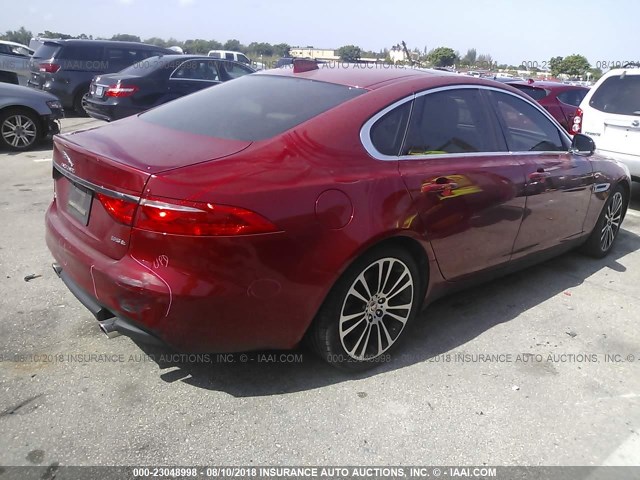 SAJBE4BV1GCY07924 - 2016 JAGUAR XF PRESTIGE RED photo 4