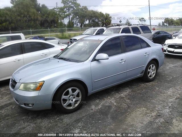 5NPEU46C46H112847 - 2006 HYUNDAI SONATA GLS/LX Light Blue photo 2