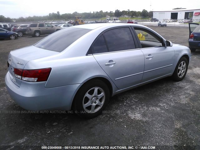 5NPEU46C46H112847 - 2006 HYUNDAI SONATA GLS/LX Light Blue photo 4