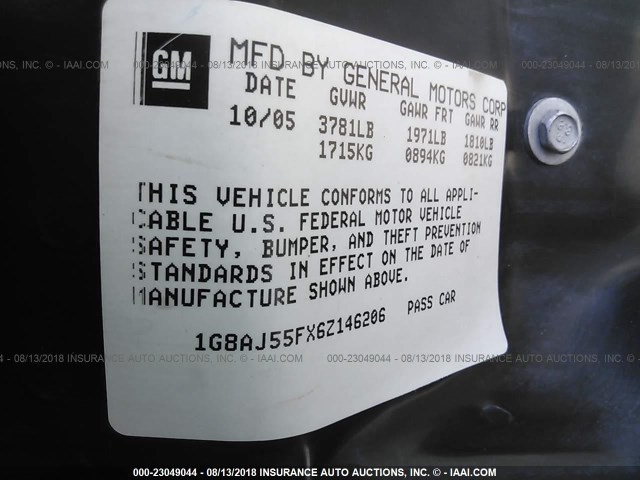 1G8AJ55FX6Z146206 - 2006 SATURN ION LEVEL 2 白色 照片 9