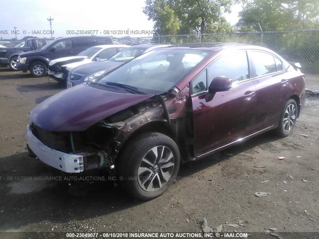 2HGFB2F90DH516223 - 2013 HONDA CIVIC EXL MAROON photo 2