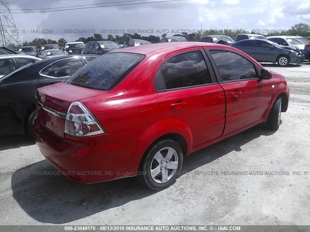 KL1TD56628B089944 - 2008 CHEVROLET AVEO LS RED photo 4